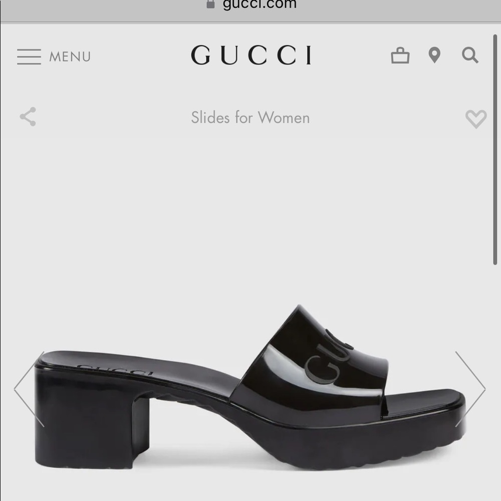 NEW black rubber Gucci slides in box with dust covers